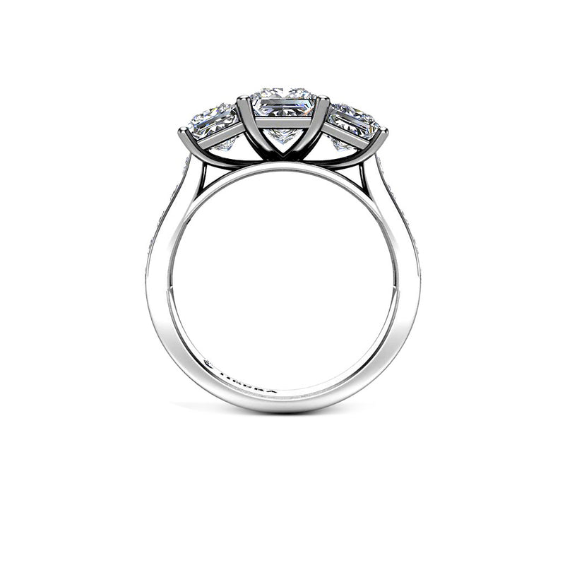 PINK I - Princess Trilogy Engagement Ring with Diamond Shoulders in Platinum - HEERA DIAMONDS