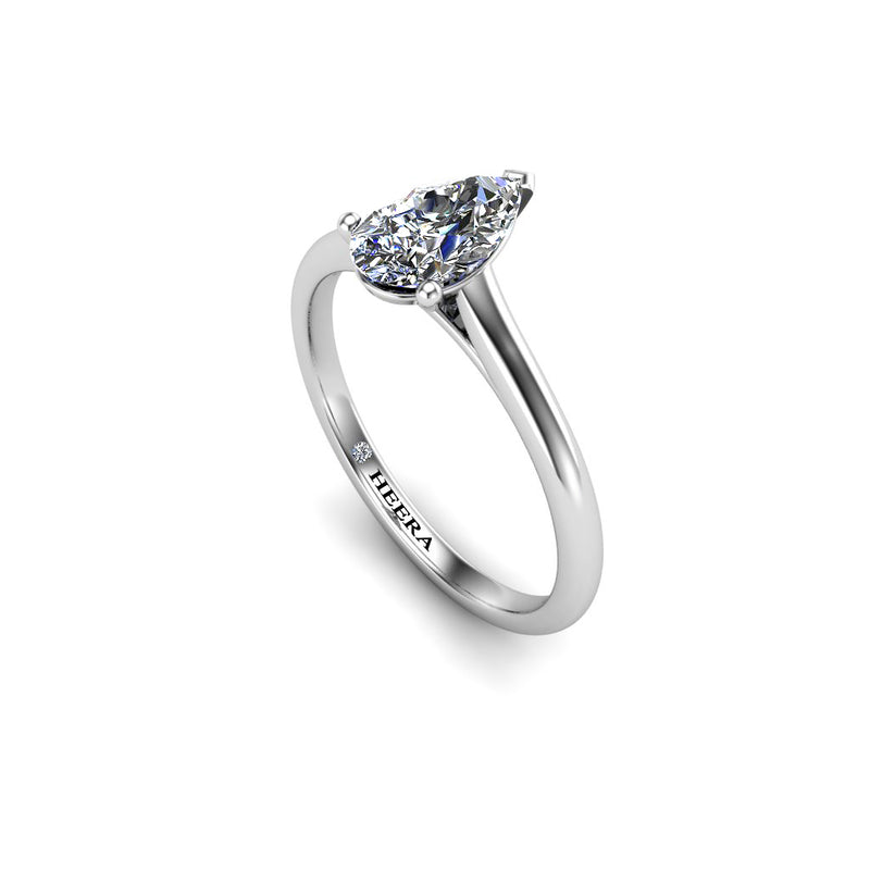 SARAI - Pear Cut Diamond Solitaire Engagement Ring in Platinum - HEERA DIAMONDS