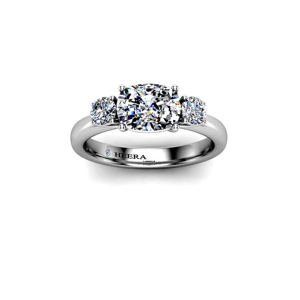 LIPSTICK - Oval and Rounds Trilogy Engagement Ring in Platinum - HEERA DIAMONDS