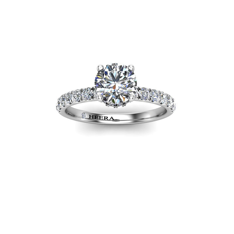 SAVANNAH - Round Brilliant Engagement ring with Diamond Shoulders in Platinum - HEERA DIAMONDS