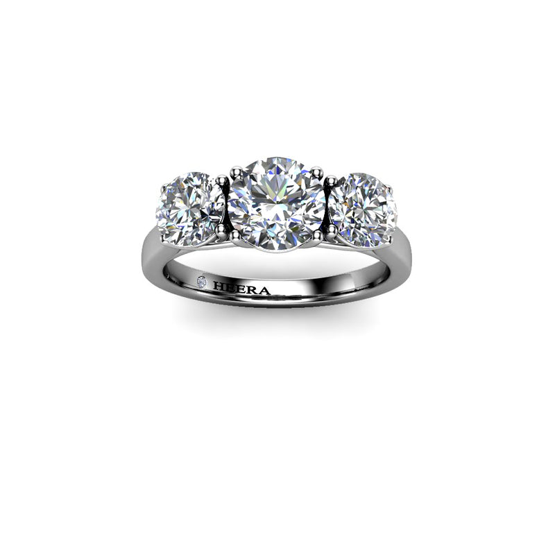 FERN - Round Brilliants Trilogy Engagement Ring in Platinum - HEERA DIAMONDS