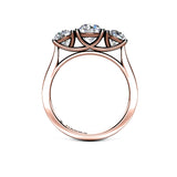 FERN - Round Brilliants Trilogy Engagement Ring in Rose Gold - HEERA DIAMONDS