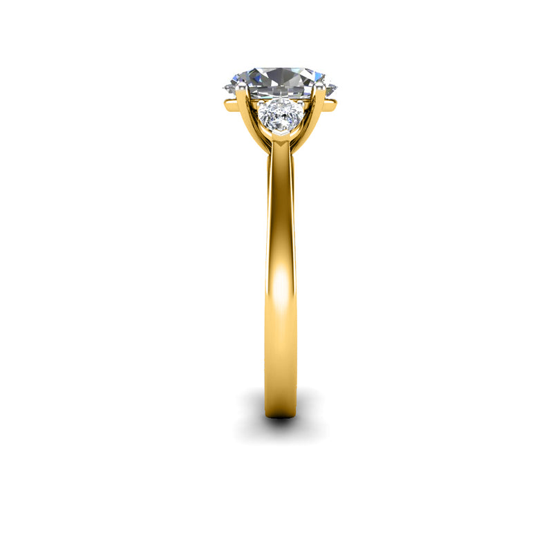PASSION - Oval and Pears Trilogy Engagement Ring in Yellow Gold - HEERA DIAMONDS