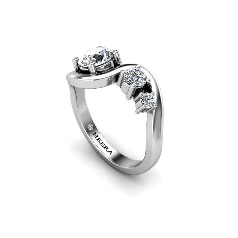 TEA - Round Brilliants Trilogy Engagement Ring in Platinum - HEERA DIAMONDS