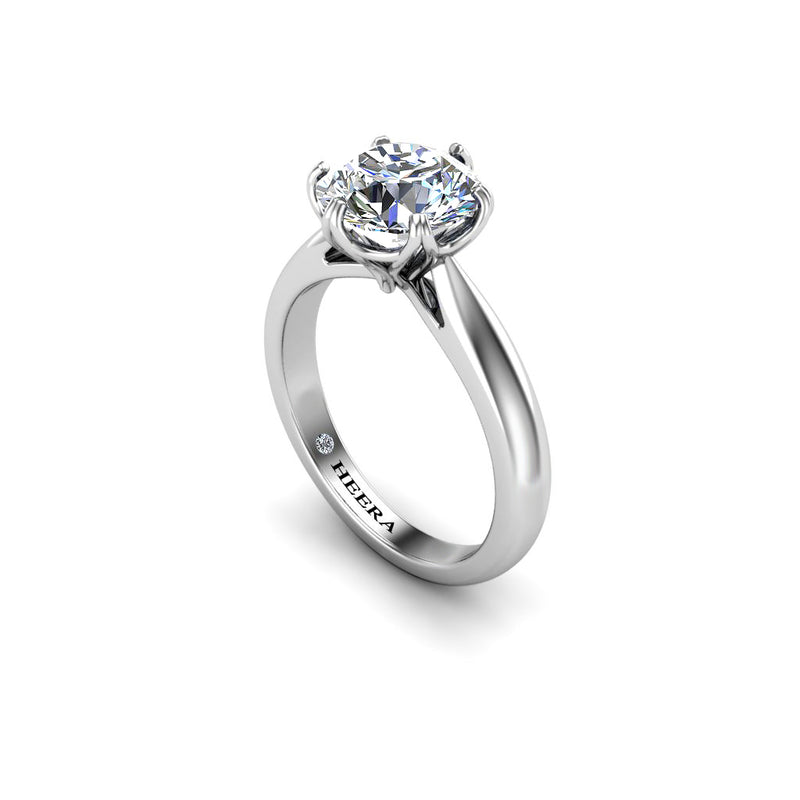 JANIAH - Round Brilliant Diamond Solitaire Engagement Ring in Platinum - HEERA DIAMONDS