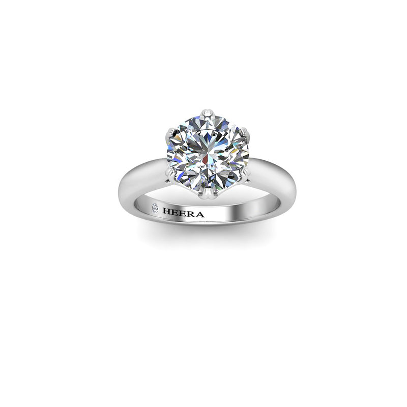 JANIAH - Round Brilliant Diamond Solitaire Engagement Ring in Platinum - HEERA DIAMONDS