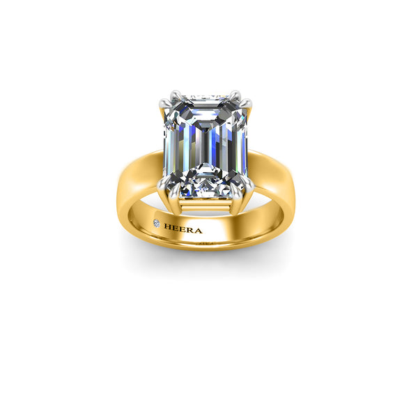 AINARA - Emerald Cut Diamond Solitaire Engagement Ring in Yellow Gold - HEERA DIAMONDS