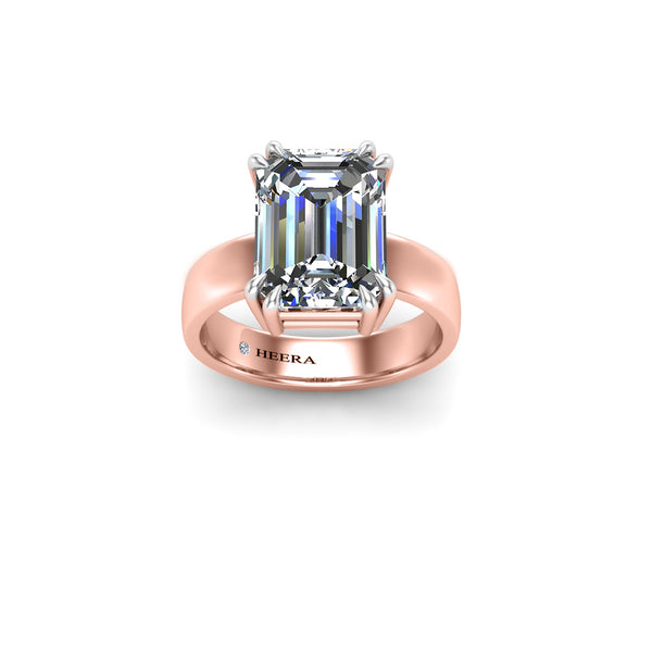 AINARA - Emerald Cut Diamond Solitaire Engagement Ring in Rose Gold - HEERA DIAMONDS