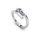 CYAN - Round Brilliants Trilogy Engagement Ring in Platinum - HEERA DIAMONDS
