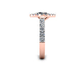 NOELIA - Pear Cut Engagement Ring with Diamond Halo and Shoulders in Rose Gold - HEERA DIAMONDS