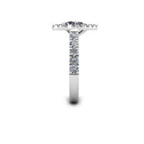 NOELIA - Pear Cut Engagement Ring with Diamond Halo and Shoulders in Platinum - HEERA DIAMONDS