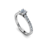 RILEY - Round Brilliant Engagement ring with Diamond Shoulders in Platinum - HEERA DIAMONDS