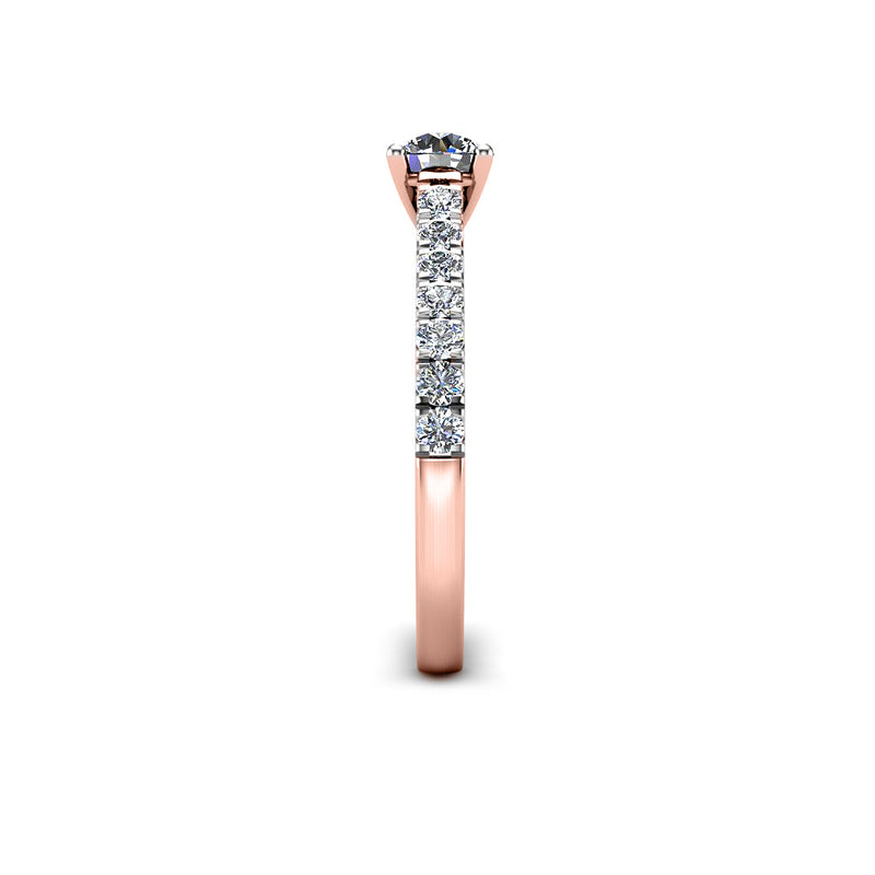 RILEY - Round Brilliant Engagement ring with Diamond Shoulders in Rose Gold - HEERA DIAMONDS