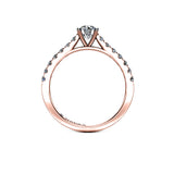 RILEY - Round Brilliant Engagement ring with Diamond Shoulders in Rose Gold - HEERA DIAMONDS
