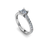 MADISON - Princess Cut Engagement Ring with Diamond Shoulders in Platinum - HEERA DIAMONDS