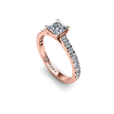 MADISON - Princess Cut Engagement Ring with Diamond Shoulders in Rose Gold - HEERA DIAMONDS