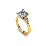 PUNCH - Princess and Pears Trilogy Engagement Ring in Yellow Gold - HEERA DIAMONDS