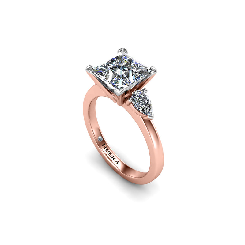 PUNCH - Princess and Pears Trilogy Engagement Ring in Rose Gold - HEERA DIAMONDS