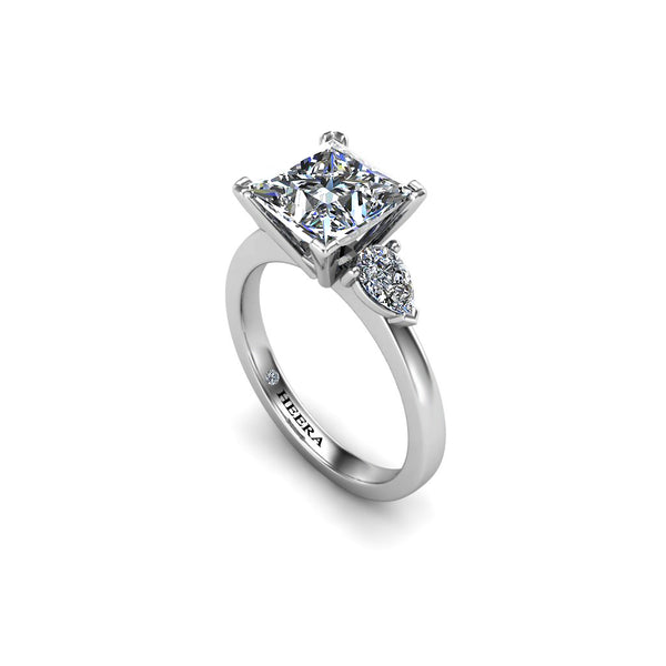 PUNCH - Princess and Pears Trilogy Engagement Ring in Platinum - HEERA DIAMONDS