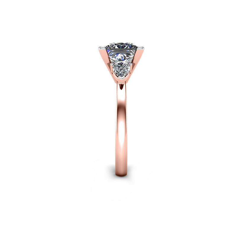 PUNCH - Princess and Pears Trilogy Engagement Ring in Rose Gold - HEERA DIAMONDS