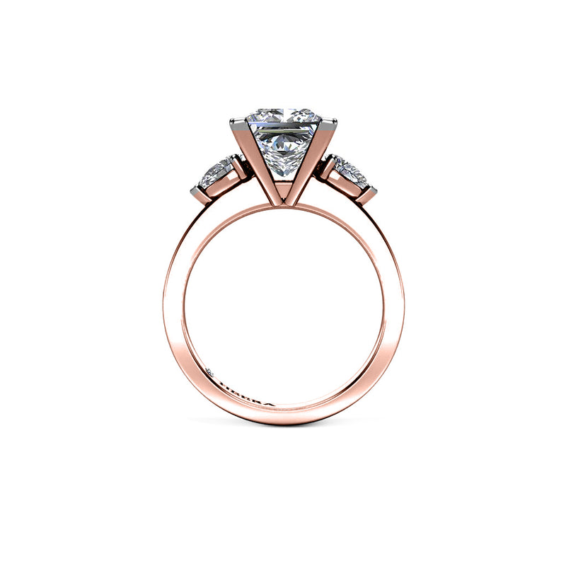 PUNCH - Princess and Pears Trilogy Engagement Ring in Rose Gold - HEERA DIAMONDS