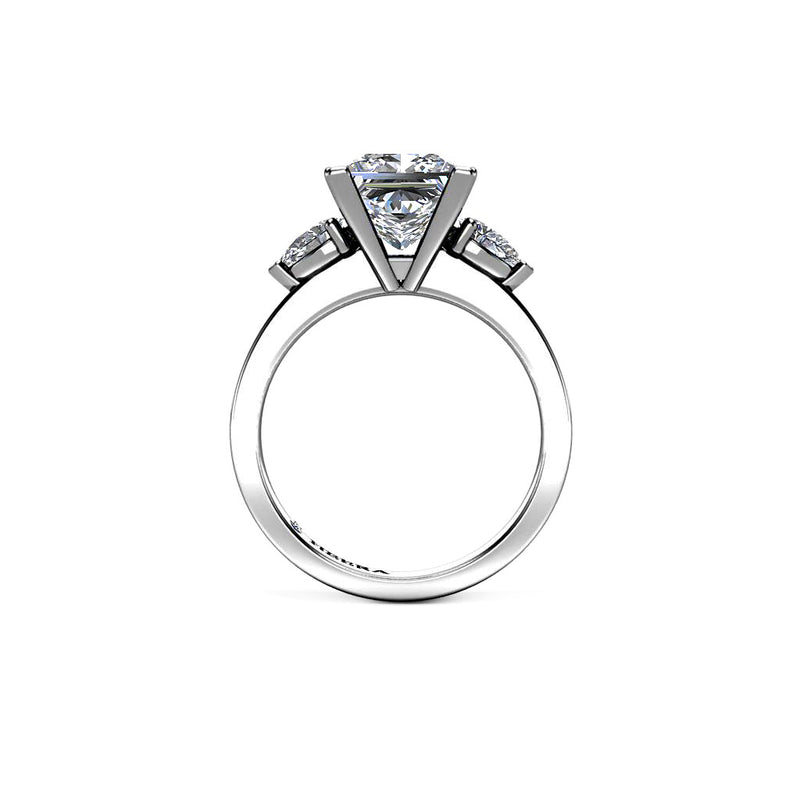 PUNCH - Princess and Pears Trilogy Engagement Ring in Platinum - HEERA DIAMONDS