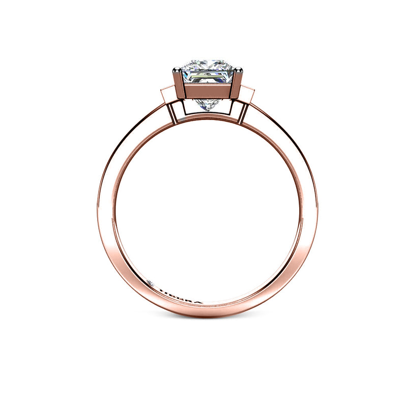 CREAMY - Princess and Baguettes Trilogy Engagement Ring in Rose Gold - HEERA DIAMONDS