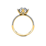 ELECTRA - Round Brilliant Engagement ring with Diamond Shoulders in Yellow Gold - HEERA DIAMONDS