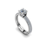 SALMA - Round Brilliant Engagement ring with Diamond Shoulders in Platinum - HEERA DIAMONDS