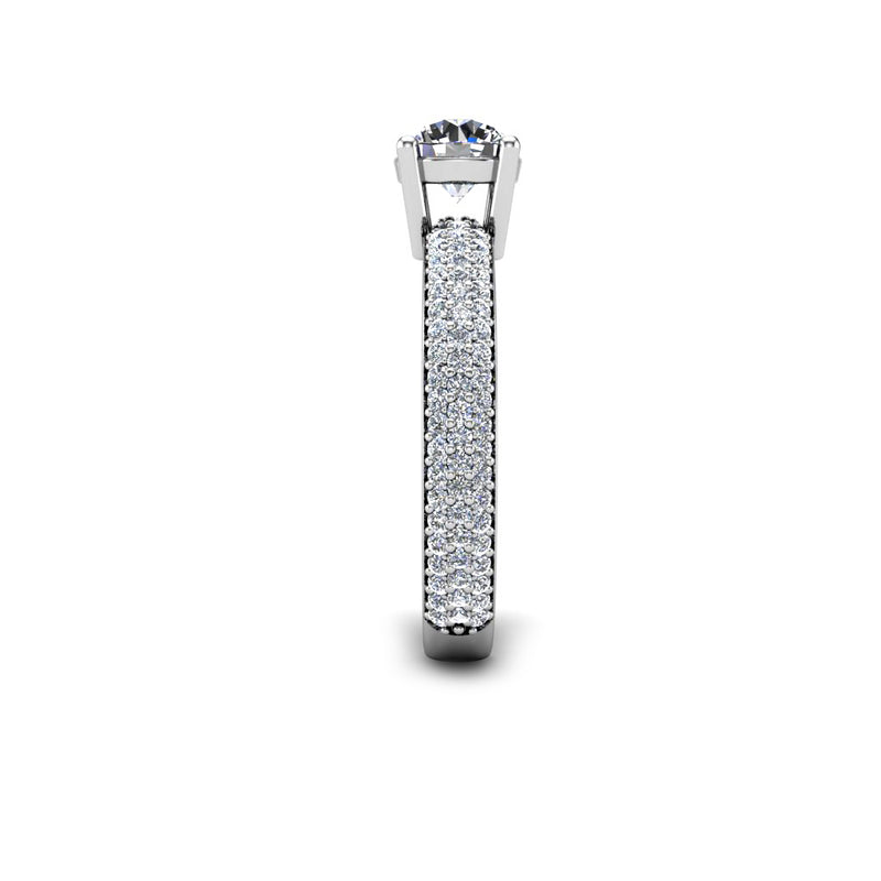 SALMA - Round Brilliant Engagement ring with Diamond Shoulders in Platinum - HEERA DIAMONDS