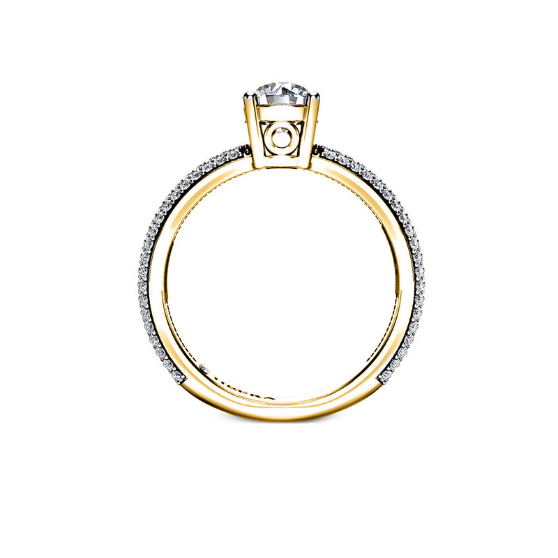 SALMA - Round Brilliant Engagement ring with Diamond Shoulders in Yellow Gold - HEERA DIAMONDS