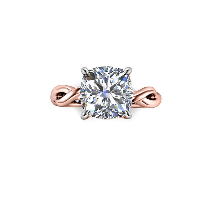 XIMENA - Cushion Cut Diamond Solitaire Engagement Ring in Rose Gold - HEERA DIAMONDS
