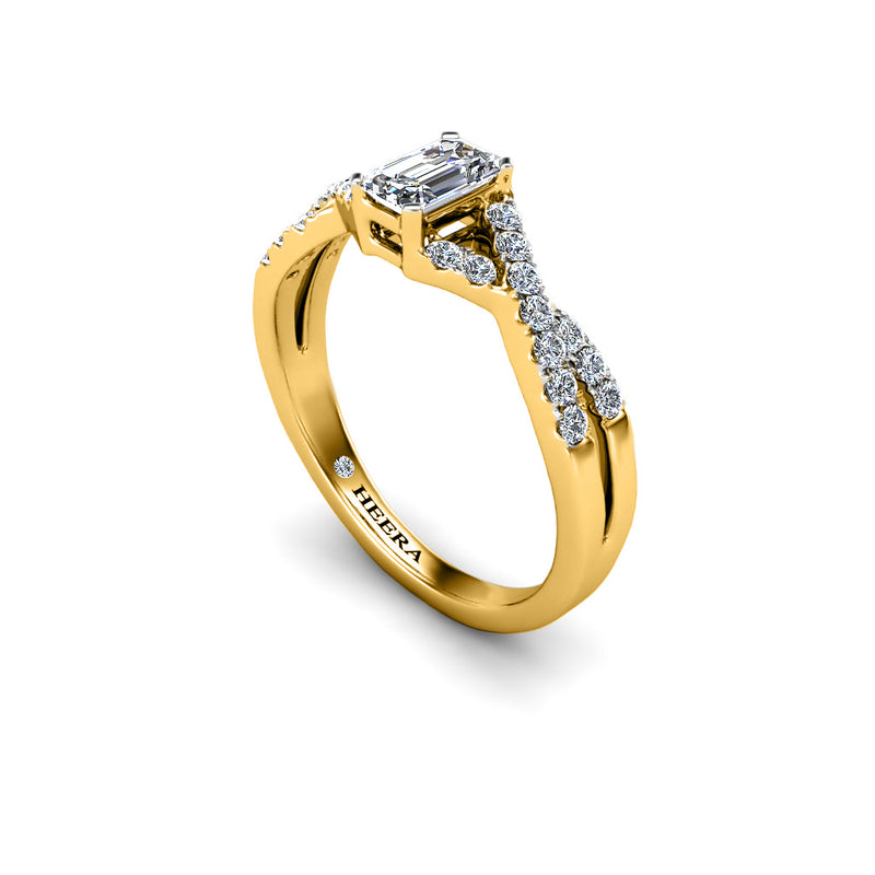 WHITNEY - The Emerald Diamond Twist Engagement Ring in Yellow Gold - HEERA DIAMONDS