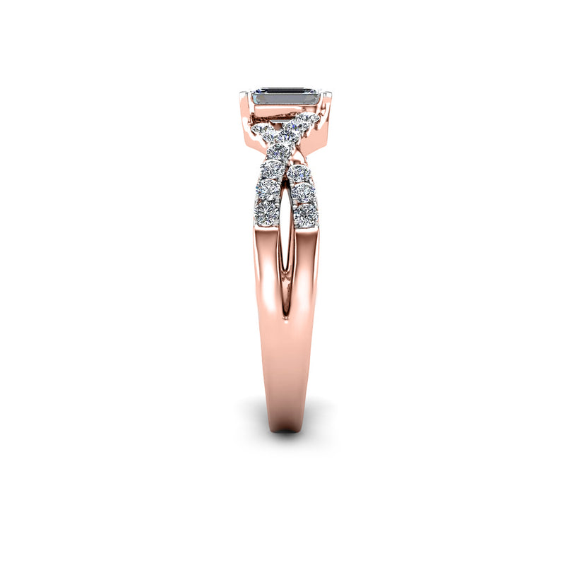 WHITNEY - The Emerald Diamond Twist Engagement Ring in Rose Gold - HEERA DIAMONDS