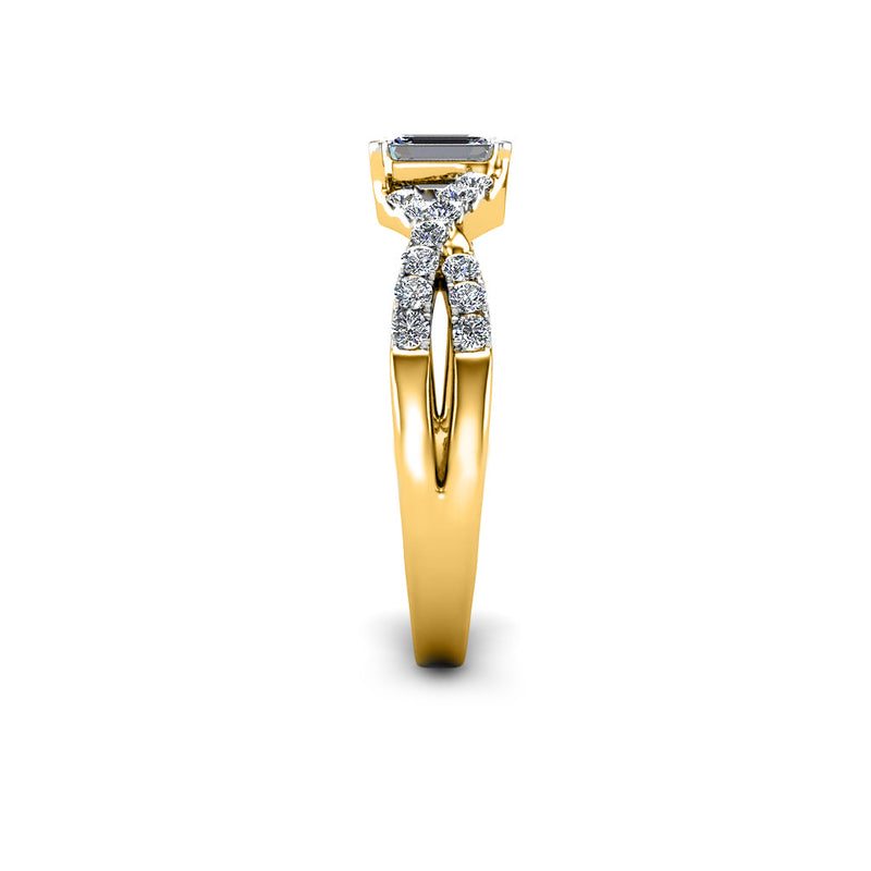 WHITNEY - The Emerald Diamond Twist Engagement Ring in Yellow Gold - HEERA DIAMONDS