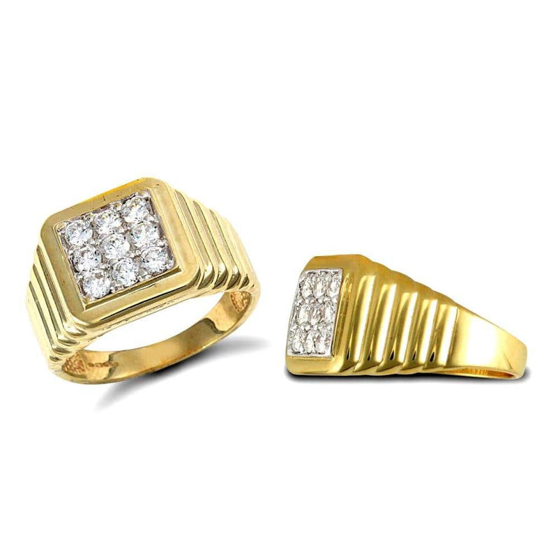 9ct Yellow Gold Gents Cubic Zirconia Ring - HEERA DIAMONDS