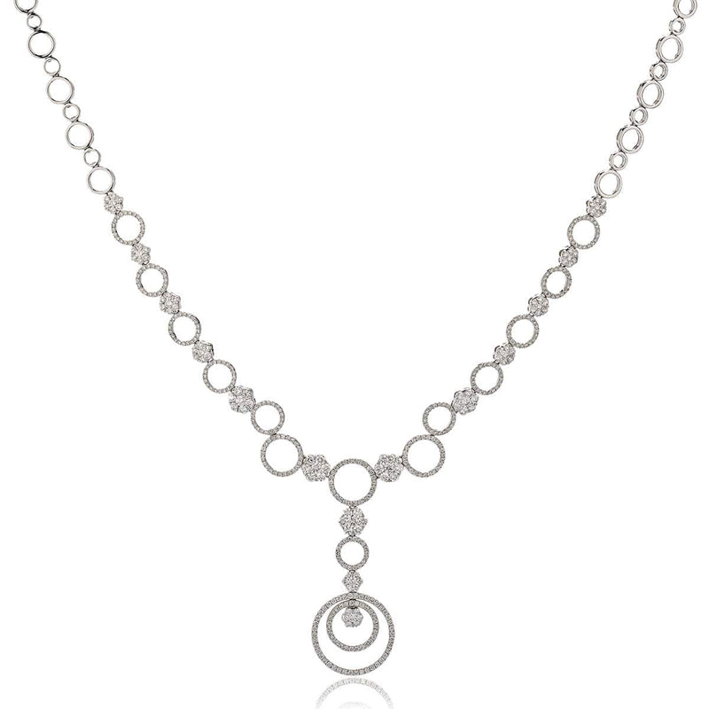 Round Cluster Drop Necklace - HEERA DIAMONDS
