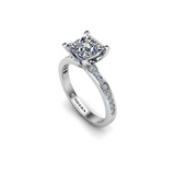 NOLA - Princess Diamond Engagement ring with Diamond Shoulders Platinum - HEERA DIAMONDS