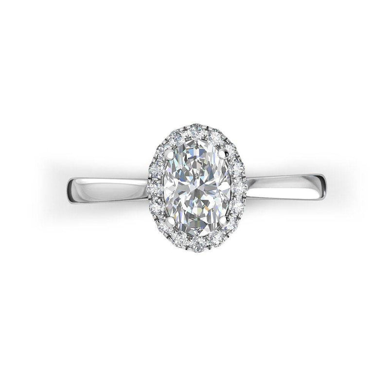 Ayana Oval Cut Halo Engagement Ring in Platinum - HEERA DIAMONDS