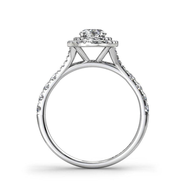 Clarina Oval Cut Halo Engagement Ring with Split Shoulders in Platinum - HEERA DIAMONDS