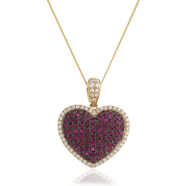 18ct Rose Gold Ruby Heart Pendant with a Loop - HEERA DIAMONDS