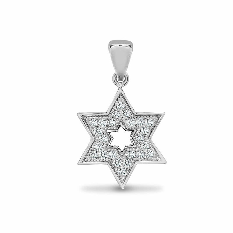 18ct White 0.14ct Diamond Star of David Pendant - HEERA DIAMONDS