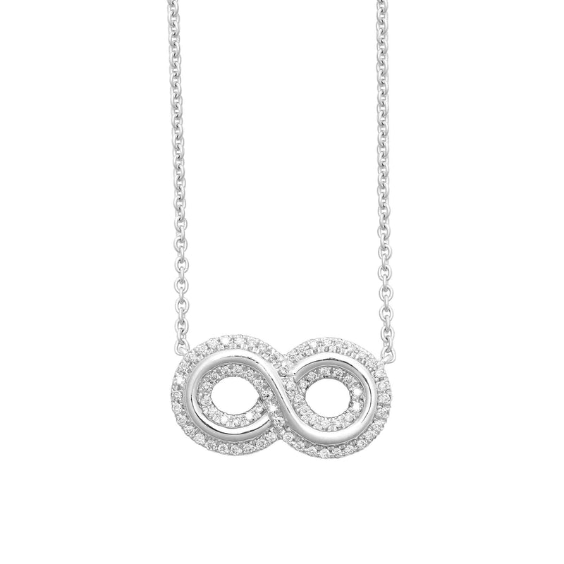 18ct White 0.20ct Diamond Infinity Pendant + 18" Chain included - HEERA DIAMONDS