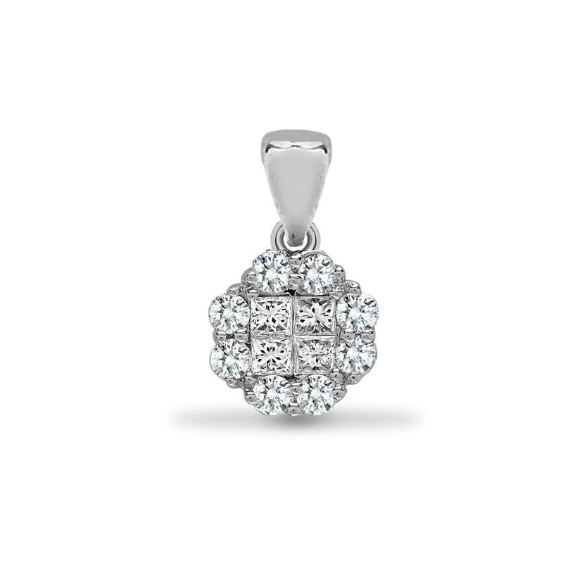 18ct White 0.30ct Round & Princess cut Diamond Pendant - HEERA DIAMONDS
