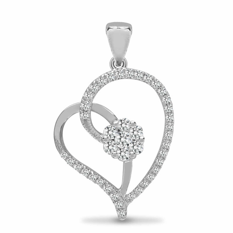18ct White 0.33ct Diamond Heart Pendant - HEERA DIAMONDS