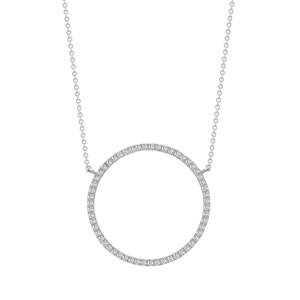 18ct White 0.43ct Diamond Circle Pendant - 18" Chain included - HEERA DIAMONDS