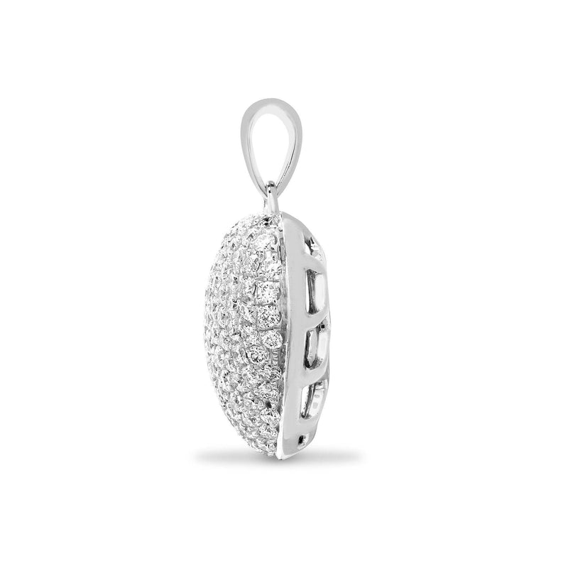 18ct White 0.66ct Diamond Pave Set Heart Pendant - HEERA DIAMONDS