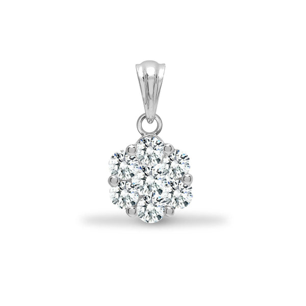 18ct White 1.00ct Diamond 7 Stone Cluster Pendant - HEERA DIAMONDS