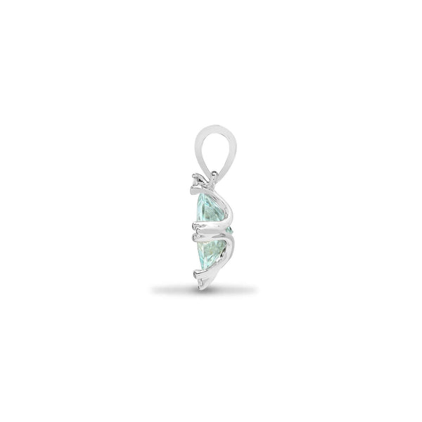 18ct White Gold Diamond And Aquamarine Pendant - HEERA DIAMONDS