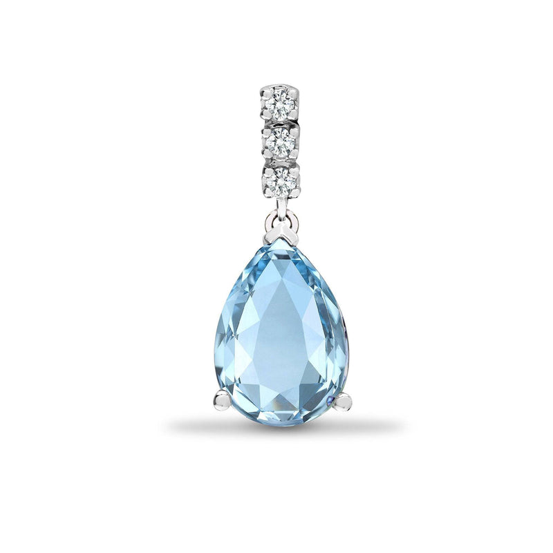 18ct White Gold Diamond And Blue Topaz Pendant - HEERA DIAMONDS